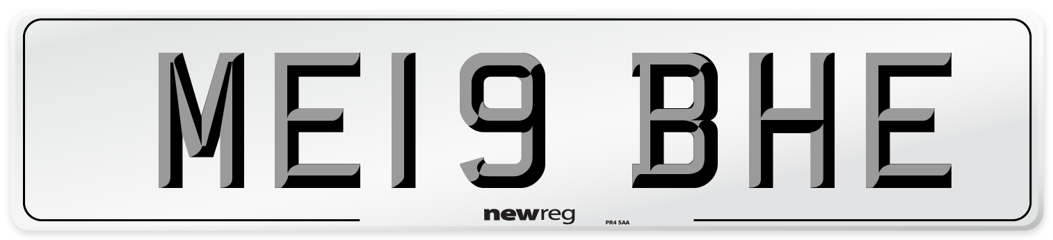 ME19 BHE Number Plate from New Reg